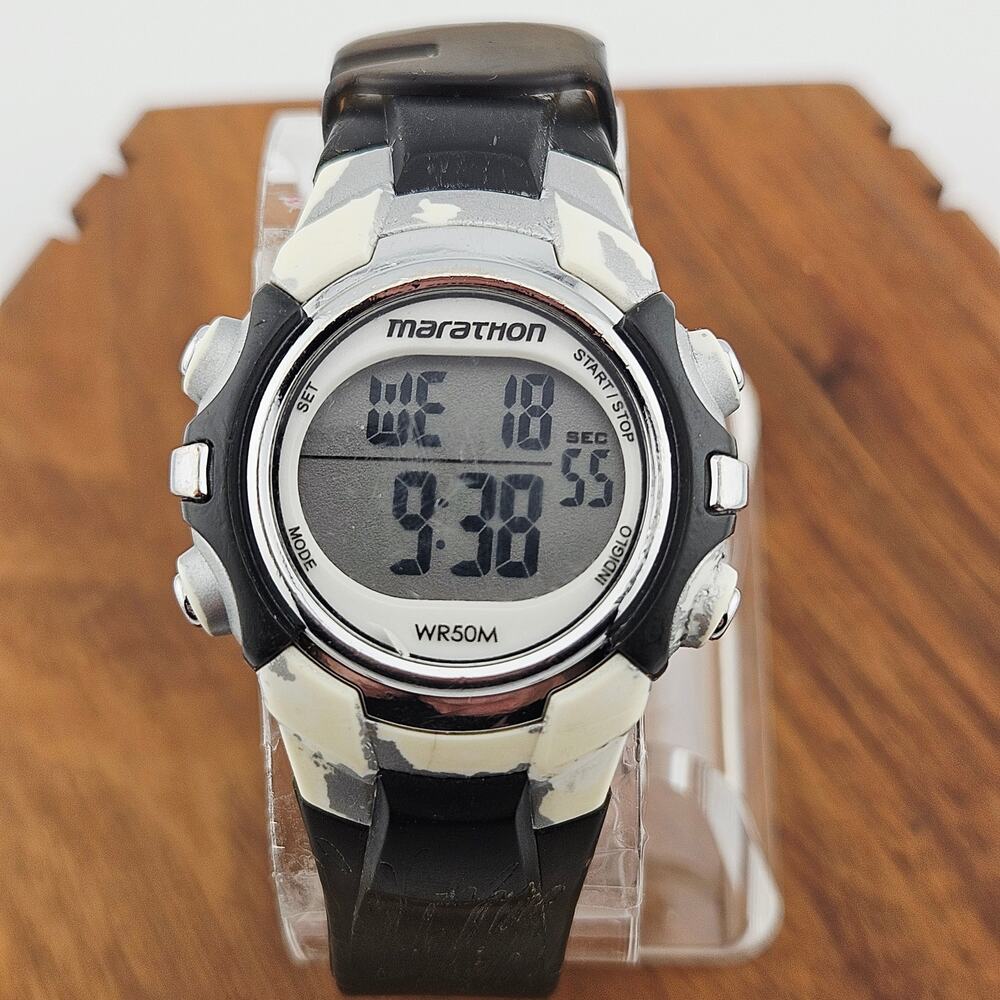 Marathon Unisex Sport Watch Digital Timer Stopwatch Silver Black Running Workout